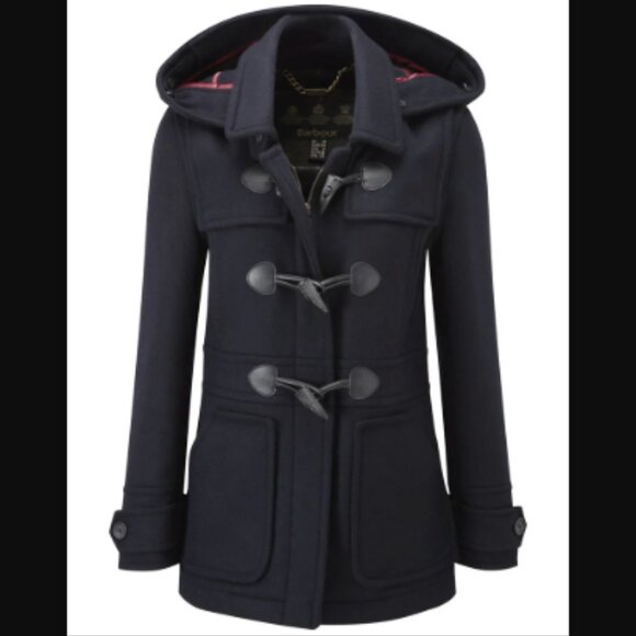 Barbour Jackets & Blazers - Barbour Vintage Buttermere Wool Toggle Hooded Duffle Coat Peacoat Size 6